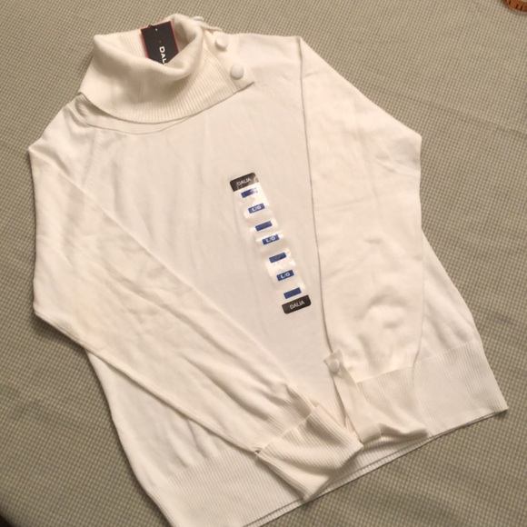 Dalia Sweaters - NWT DALIA SIZE L COWL NECK SWEATER COVERED BUTTON DETAIL NECK & WRISTS - #367